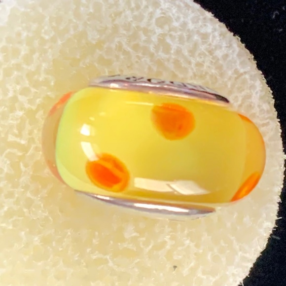 Authentic Pandora Sterling Silver & Yellow & Orange Murano Glass Charm - EUC! - Picture 3 of 3